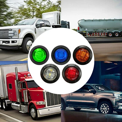 12V Mini Round LED Side Marker Indicator Lorry Trailer Bullet Clearance Lights - Image 1 of 4