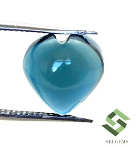 9.50x9.50 mm Natural London Blue Topaz Heart Shape Cabochon 5.68 Cts Loose Gems - Picture 1 of 8