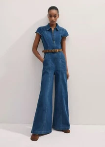ME + EM Palazzo Stretch Denim Travel Jumpsuit - MSRP $425 Size US10 - BNWT - Picture 1 of 7