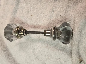 Large 8 Point Crystal Glass Brass Door Knobs Silver Metal  - Picture 1 of 2