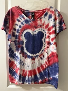 Youth XL Homemade Tie Dye Mickey Disney Tee Americana Red While Blue - Picture 1 of 3