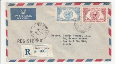 Laos 'Registered First Day Air Cover' Scott # C22-23 "14 - 12 1956" - Image 1 of 2