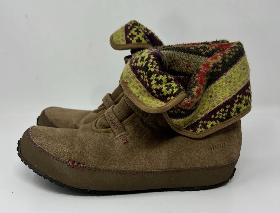Ahnu Himalaya Marrón Gamuza Botines Cuero Multicolor Tejido Puño F8013E Talla 7.5 Foto 1 de 4