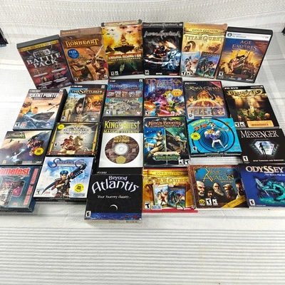 Vintage PC Game Lot 27 Classic Big Box & Jewel Case Strategy Adventure Untested - Image 1 of 4