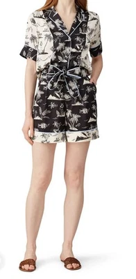 Женские атласные шорты с принтом Scotch And Soda Les Tropiques темно-синие размер L - Изображение 1 из 4