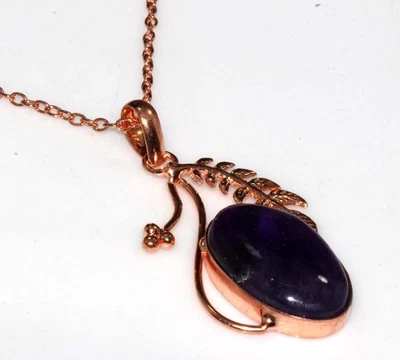 Colar de ametista natural folheado a cobre 17" joias casuais chiques GW - Imagem 1 de 3