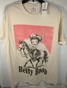 Betty Boop Women's Size LG Cream Colored T-Shirt Cowgirl Betty Riding Horse NWT - Picture 1 of 5