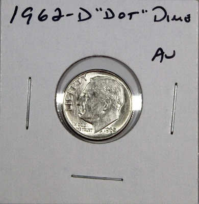 Moneda de diez centavos de plata Roosevelt 1962-D Dot EE. UU. sobre variedad de puntos sin circular envío gratuito Foto 1 de 3