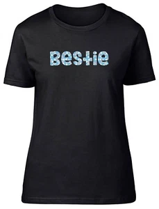 Flower Pattern Bestie Fitted Womens Ladies T Shirt Gift - Picture 1 of 8
