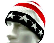 Unisex American Flag Design Red,White,and Blue Knitted Skull Beanie Ski Cap-New!
