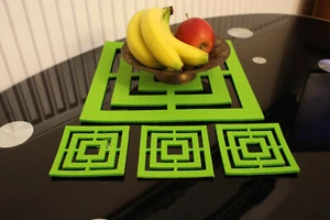 Square Grille Felt Placemats and coaster Mats Set of 4 Laser Cut - Picture 1 of 6