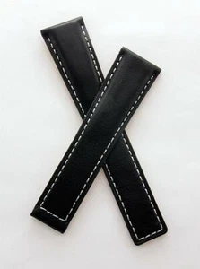 20/16 mm BLACK/WHITE SMOOTH LEATHER WATCH STRAP BAND to fit TAG Heuer MONZA - Picture 1 of 1