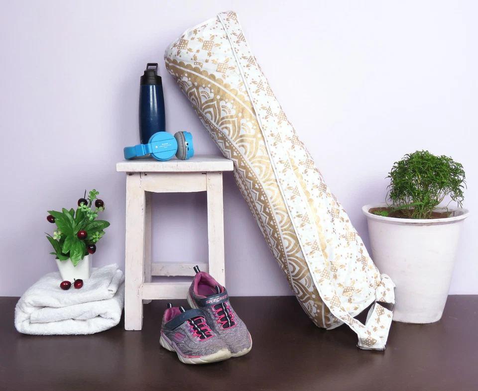 Estera de Yoga Bolsa Portador de Ejercicios Bolso de Algodón Correa Ajustable Cremallera Completa Bolso de Hombro Foto 1 de 2