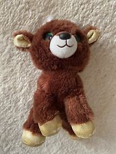 Aurora Soft Toy Faux Fur Bear. Brown With Shiny Gold Feet & Silver Horns.