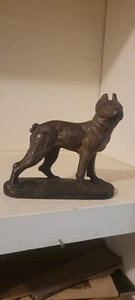 Antica statua in bronzo Boston Terrier massiccio fermaporta fermalibri 5" - Foto 1 di 9