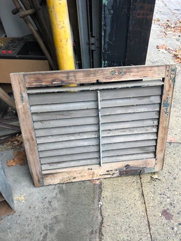 c1890 antique victorian louvered gable end shutter panel 31.5” x 26.5” x 1.5” Cover