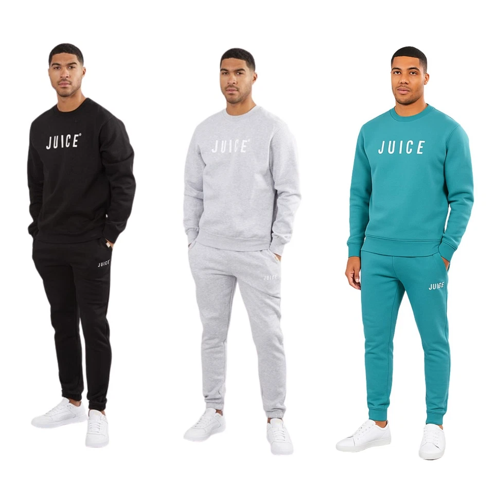 JUICE Mens Tracksuit Set Sweatshirt and Joggers 2 Piece Gym Streetwear - Image 1 of 1