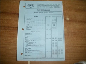 TECHNISCHES DATENBLATT SATTLER BESCHLAG TOLERANZ LACK MATRA SIMCA BAGHEERA - Bild 1 von 1