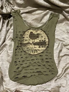 Handmade, Recycled, Upcycled T-Shirt Produce/Market Bag-Woodstock 1969 Design - Picture 1 of 8