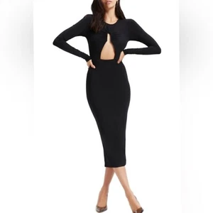 Abito midi Good American nero touch cut out nuovo con etichetta taglia 6 US 3X - Foto 1 di 8