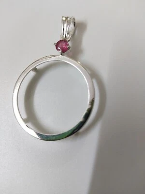 Ciondolo tondo in argento sterling 925 con puntine e gioielli pendente in tor... - Immagine 1 di 4