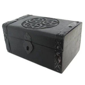 NEU Hecate Pentagramm Truhe 5x8" schwarz Holz handgefertigt Schmuck Altarbox - Bild 1 von 5