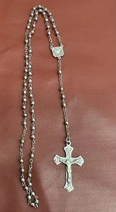 ANTIQUE CHAPEL 925 STERLING SILVER ROSARY - 9.4 grams 13 in. Long - LOVELY - Picture 1 of 11