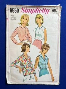 Simplicity Sewing Pattern 6550 Misses' Blouses Size 16 Cut Complete - Picture 1 of 3