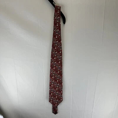 Corbatas de golf - Artefactos de museo EE. UU. 100 % seda hechas a mano - Corbata roja con palos de golf Foto 1 de 4