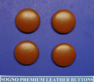 4 Made in USA Cinnamon Tan genuine leather covered jacket buttons 7/8" (23 mm) - Picture 1 of 8