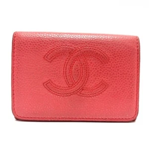Billetera CHANEL A70796 Doble Snap Pequeña Con solapa Compacta Triple Billetera Salmón Rosa - Imagen 1 de 11