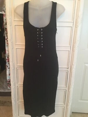 Vestido Ralph Lauren Etiqueta Negra Tanque Acanalado Cordones Mediano Nuevo sin Etiquetas Foto 1 de 4