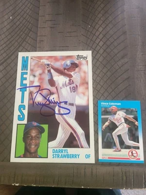 Подписанный дебютант 1984 Topps Darryl Strawberry 5x7 - Изображение 1 из 3