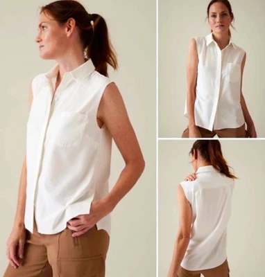 Camiseta sin mangas Athleta Leisure Wear de gran tamaño eterna con cuello delantero y botones grande Foto 1 de 4