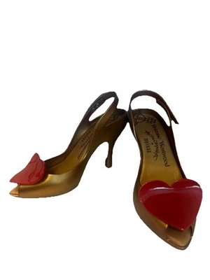 Vivienne Westwood X Melissa Anglomania Heart Accent Peep Toe Pump Heels US 6 - Image 1 of 4