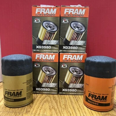 (x4) Fram XG3980 Ultra Synthetic and (x1) PH3980 Oil Filter Chevrolet Chevy - Image 1 of 4