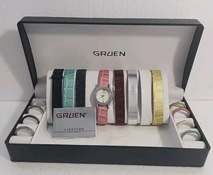 NEU Damen Boxed Set Gruen Uhr plus 8 Wechselbänder & 8 Lünetten - Bild 1 von 9