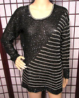 Escio Women's S Knitted Acylic Sparkle Sequins Gold Trim Sweater New Tags
