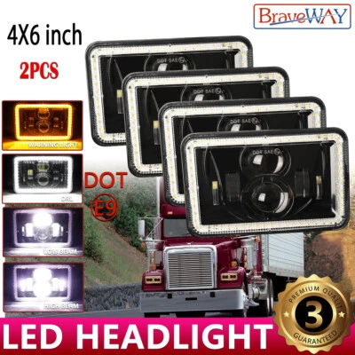 4X LED Headlights For Freightliner FLD120 FLD112 4x6'' Light Hi/Lo Sealed Beam - Image 1 of 4