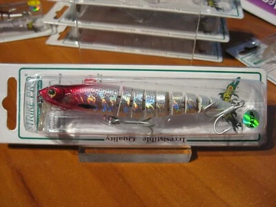 StrikePro 4 1/4" Multi-Jointed Crank Bait 3/4 Oz Fishing Lure Red Head Diamond - Image 1 of 4
