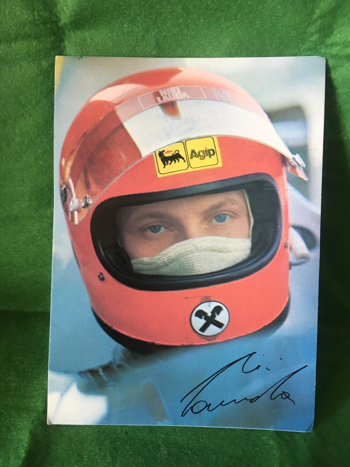 Niki Lauda Ferrari F1 Agip Vintage Post Card Printed Autograph - Image 1 of 3