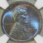 1921 P Lincoln Wheat Cent NGC MS65 BN - blue / rainbow TONED [59]