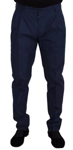 DOLCE & GABBANA Pants Blue Cotton Silk Trousers Chinos IT52 / W38 RRP $900 - Picture 1 of 8