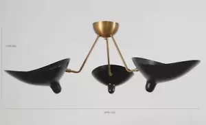 Wall Chandelier Three Light Brass Disk Shade Turtle Ceiling Flush Light Fixture - Picture 1 of 4