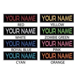 BEST SELLING 3X1 size Custom NAME TAG Embroidered "Iron on", FAST SHIPPING - Picture 1 of 30