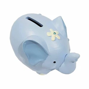 CHILDRENS BLUE BOYS CERAMIC ELEPHANT MONEY BOX BABY BAPTISM BIRTHDAY XMAS GIFT - Picture 1 of 1