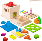 6-in-1 Wooden Play Kit Montessori Toy, Object Permanence Box, Coin Box, Carrot H
