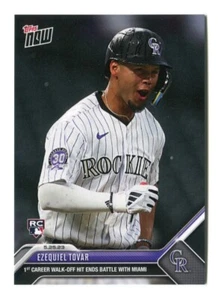 Ezequiel Tovar RC Rookie 2023 MLB TOPPS NOW #345 1ª Carrera Walk Off Hit SP - Imagen 1 de 2