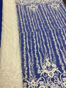 Hardy'sTextile100%PolyTulle/Mesh Fabric with Embroidered & Clear Sequins flowers - Picture 1 of 5