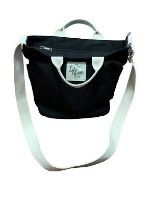 Lily Queen Women’s Canvas Tote Handbag Black Casual Shoulder Crossbody Bag - Image 1 of 4